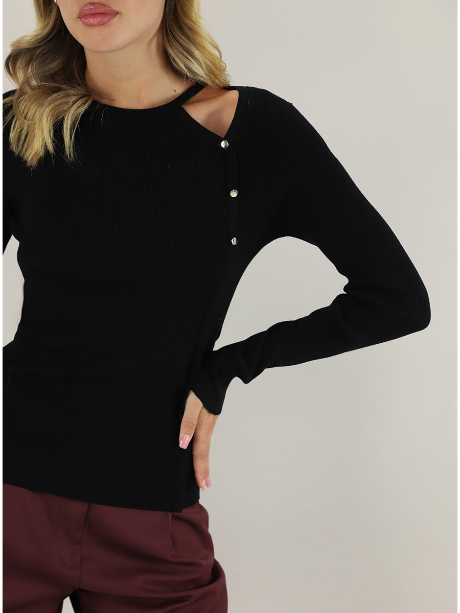 Kocca_maglia_a_costine_nero_dettaglio