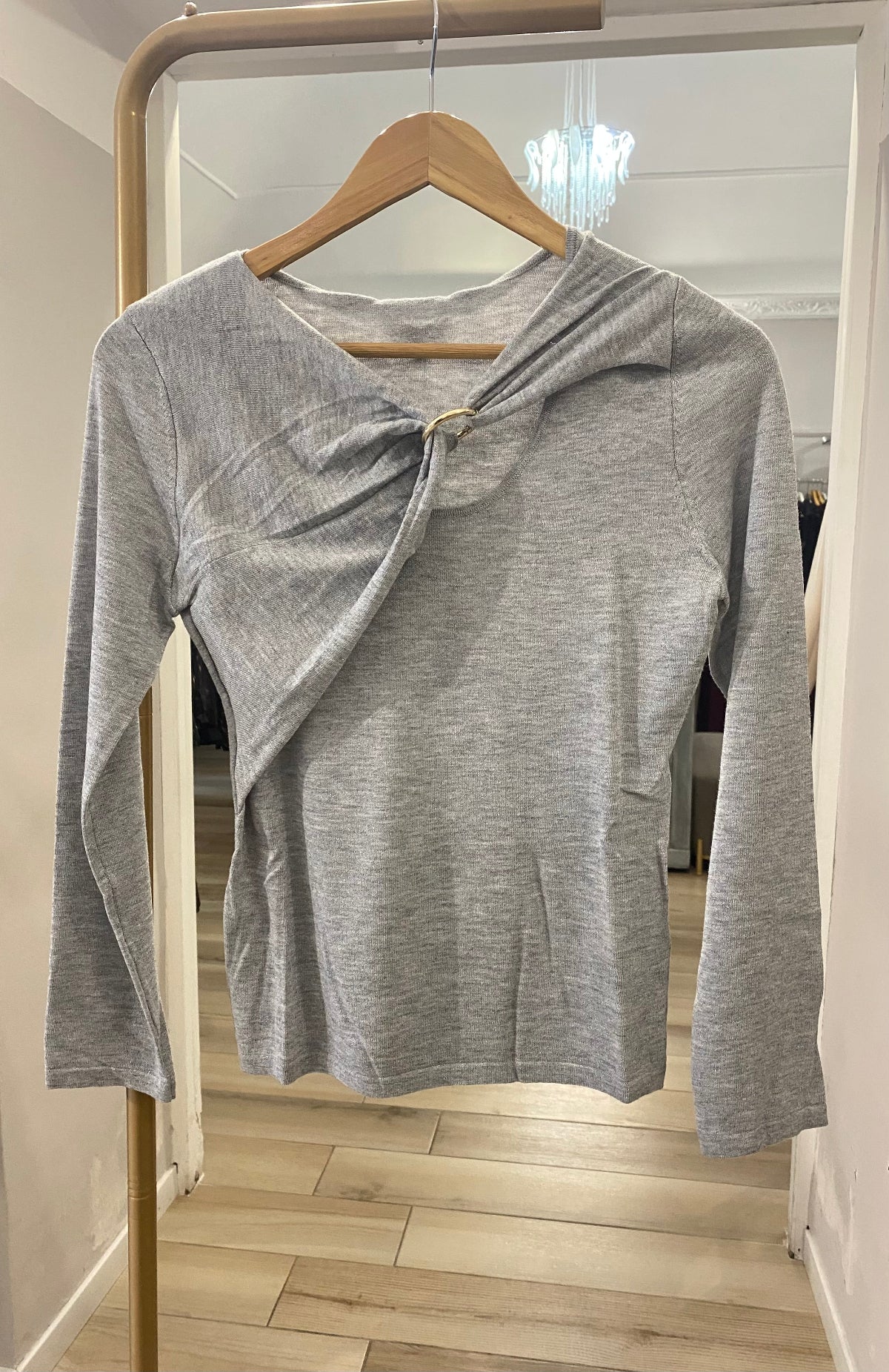 Kocca maglia in micro lurex grigio