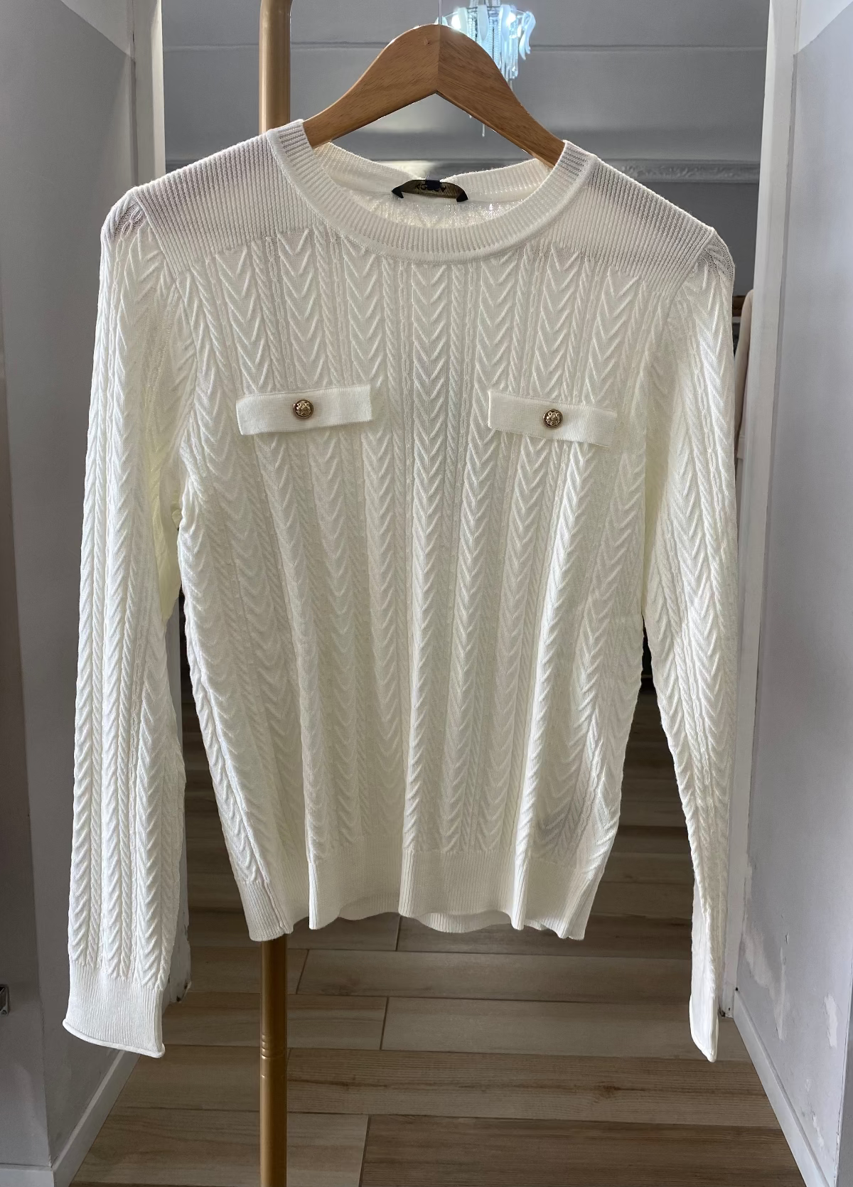 Kocca maglioncino a trecce panna