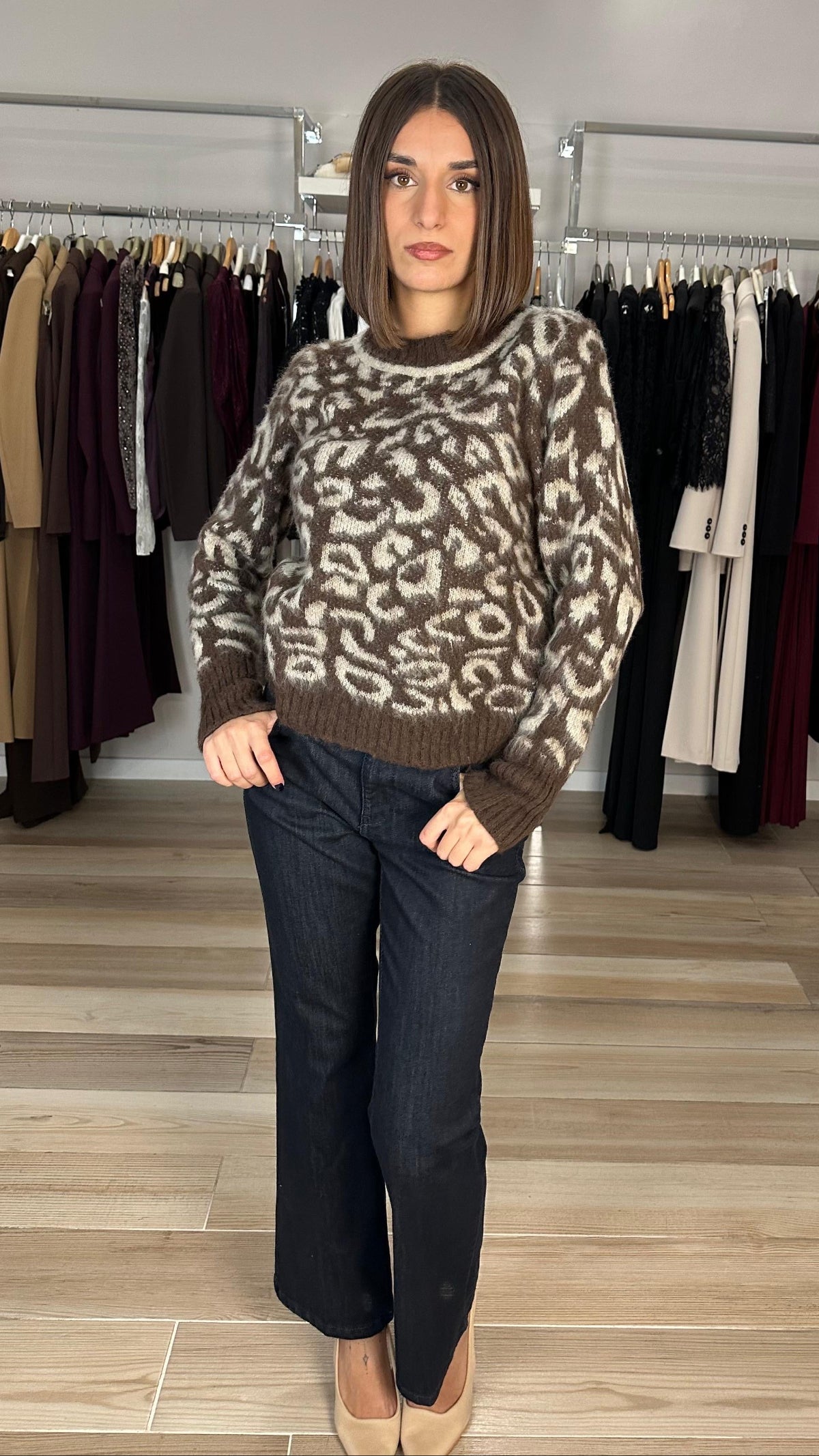 Kocca maglione fantasia marrone