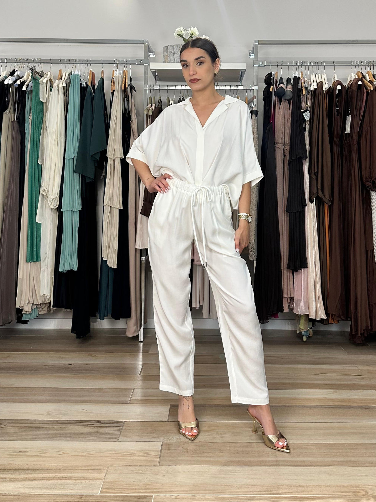 Kocca pantalone jogger panna dettaglio