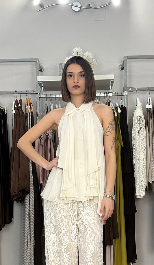 Kocca top scollo halter panna