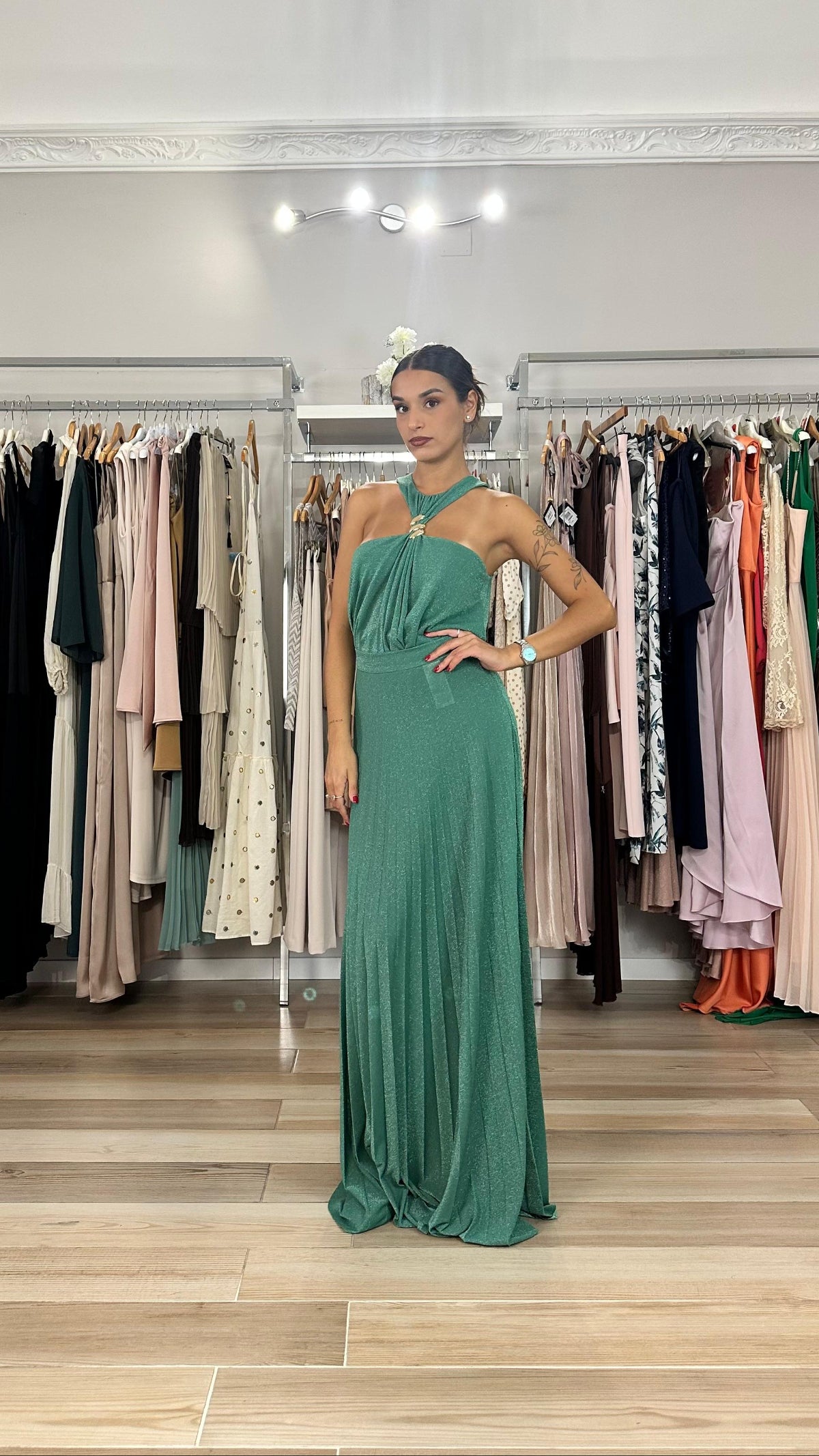 Kocca top verde in lurex frontale