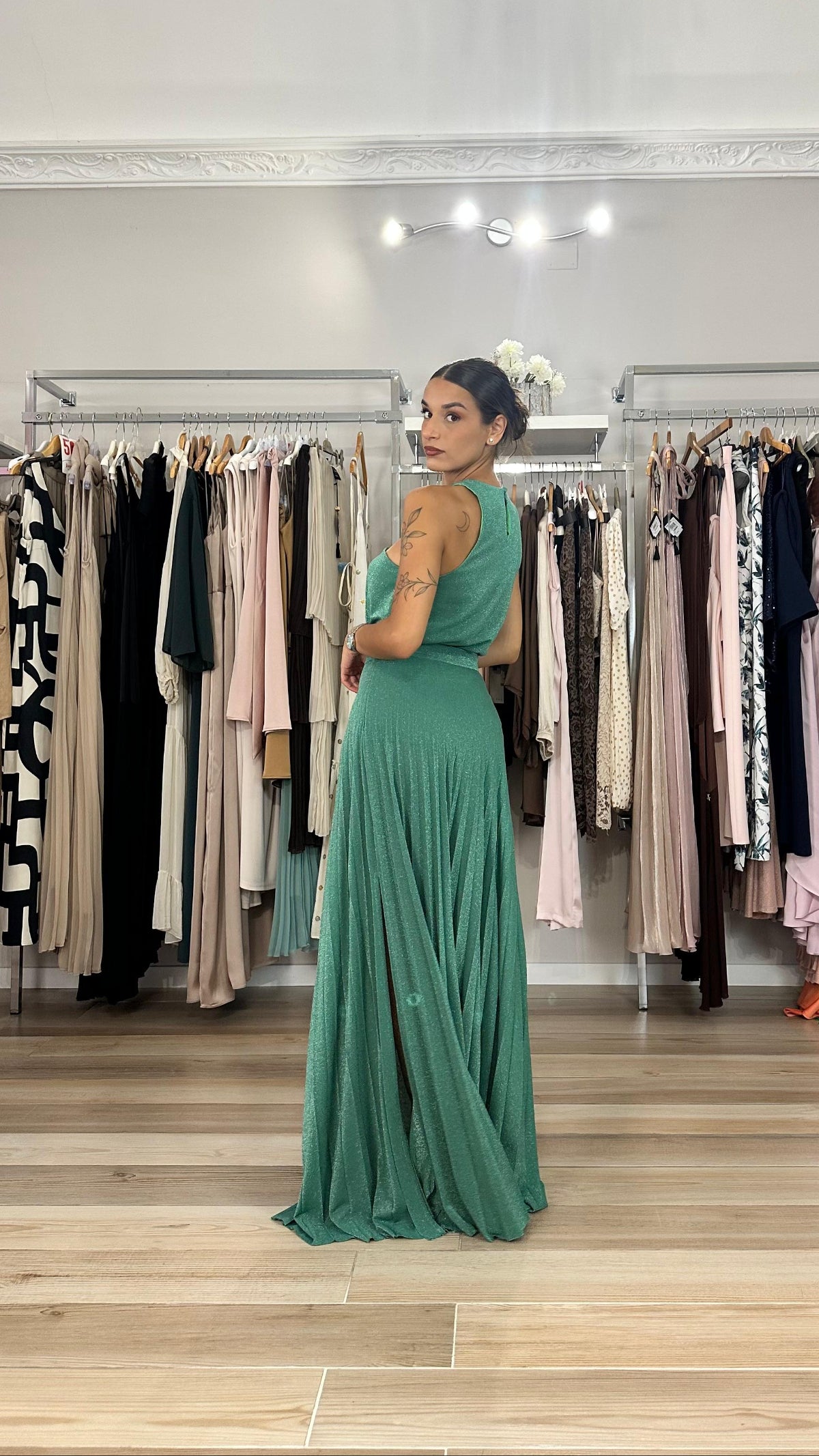 Kocca top verde in lurex laterale