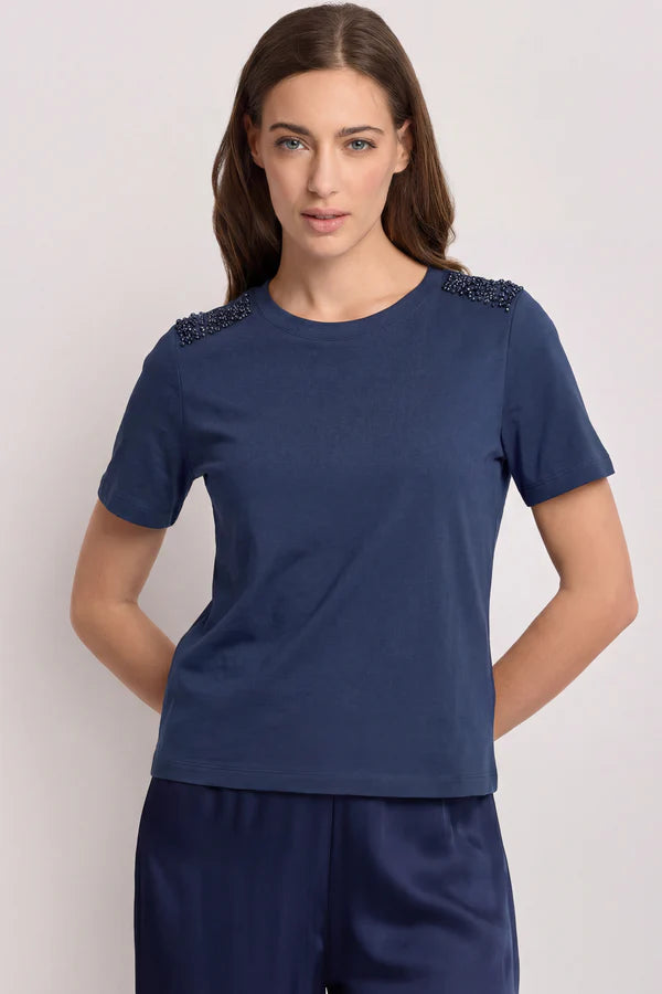 Koccat-shirtconapplicazioniblu