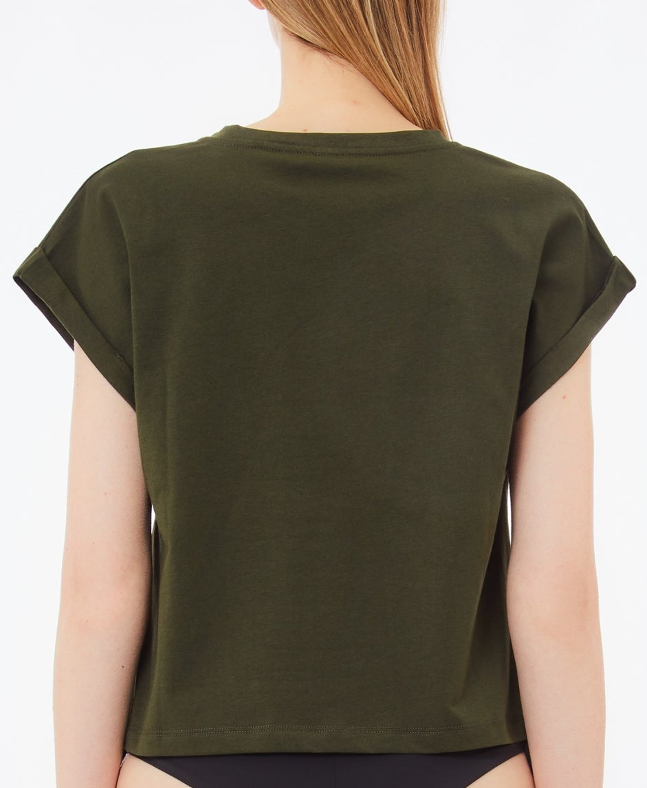 Liu_Jo_t-shirt_logo_LJ_strass_verde_militare_retro