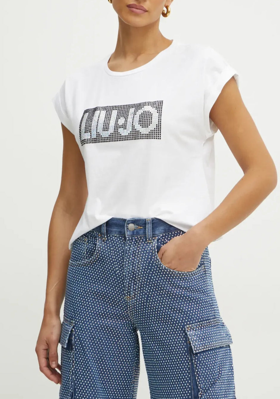 Liu Jo t-shirt maxi logo strass frontale