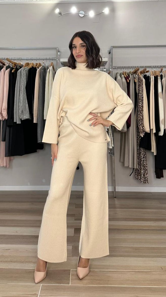 Maglione a costine Soya panna dettaglio