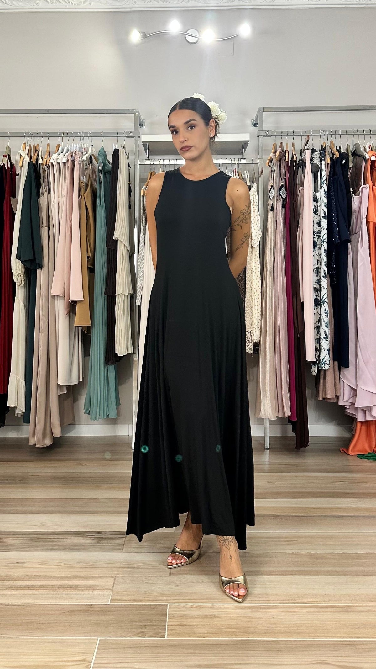 Maryley abito lungo in viscosa nero - 26EB3955