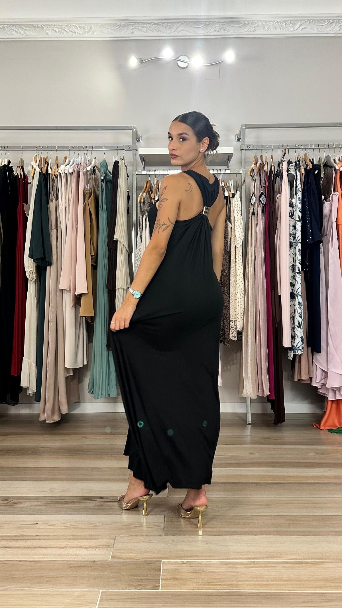 Maryley abito lungo in viscosa nero - 26EB3955 RETRO