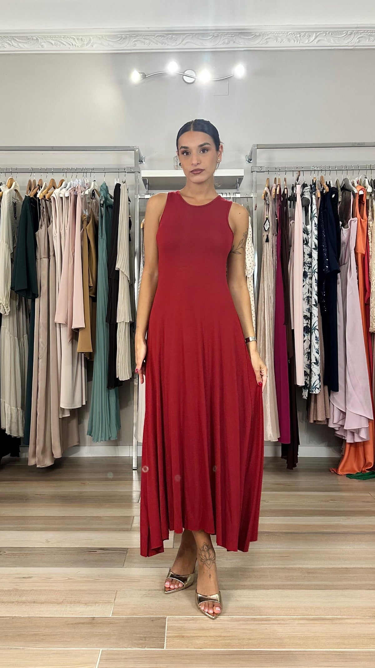 Maryley abito lungo in viscosa rosso - 26EB3955