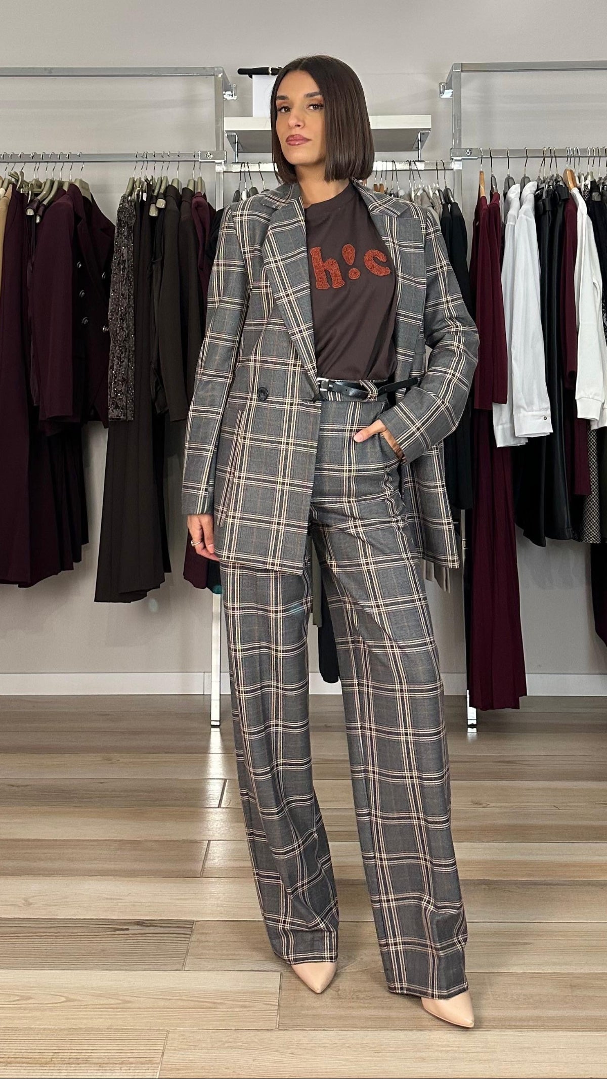 Maryley giacca a quadri dettaglio