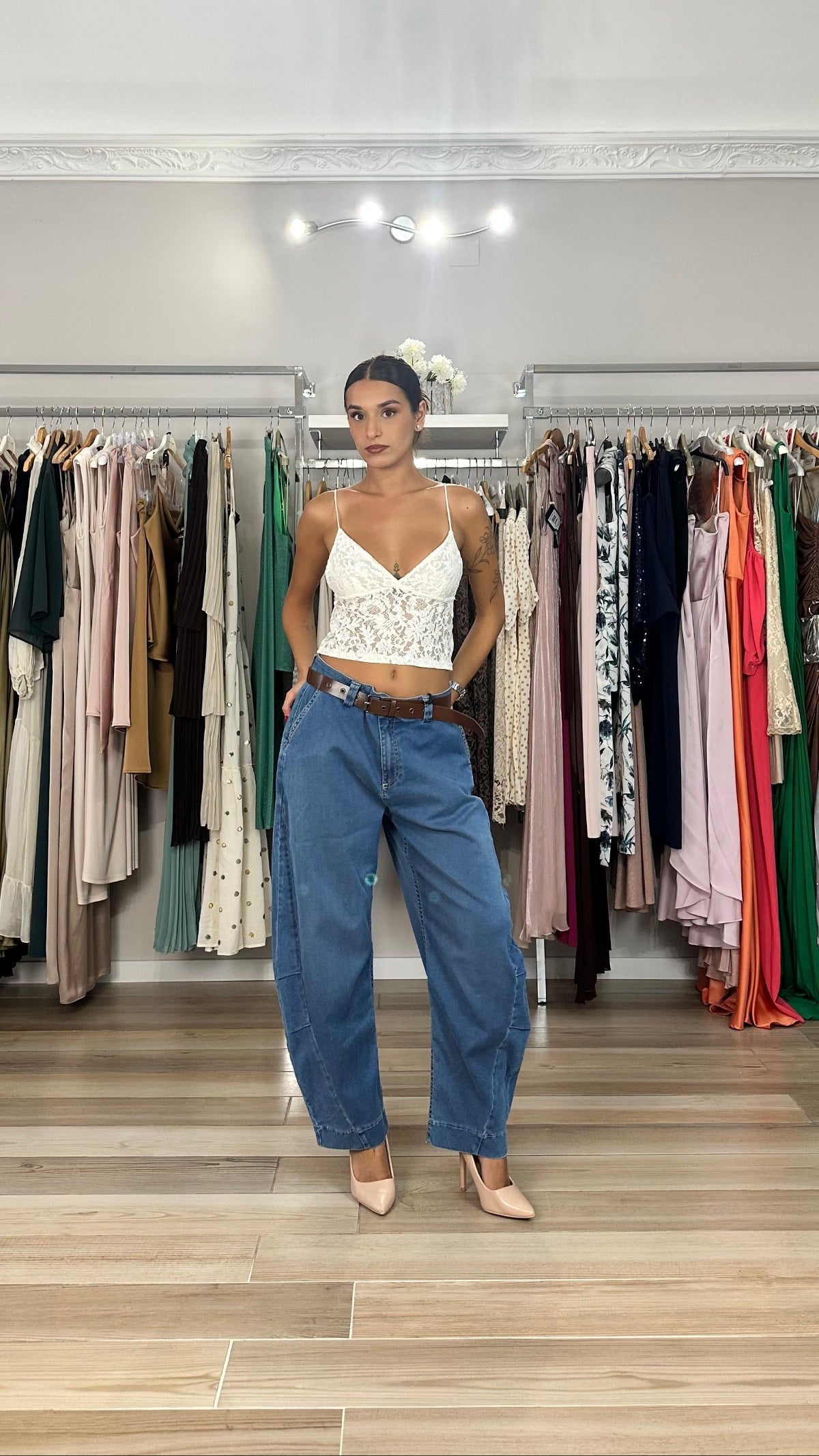 Maryley jeans barrel con cintura - 26EB559