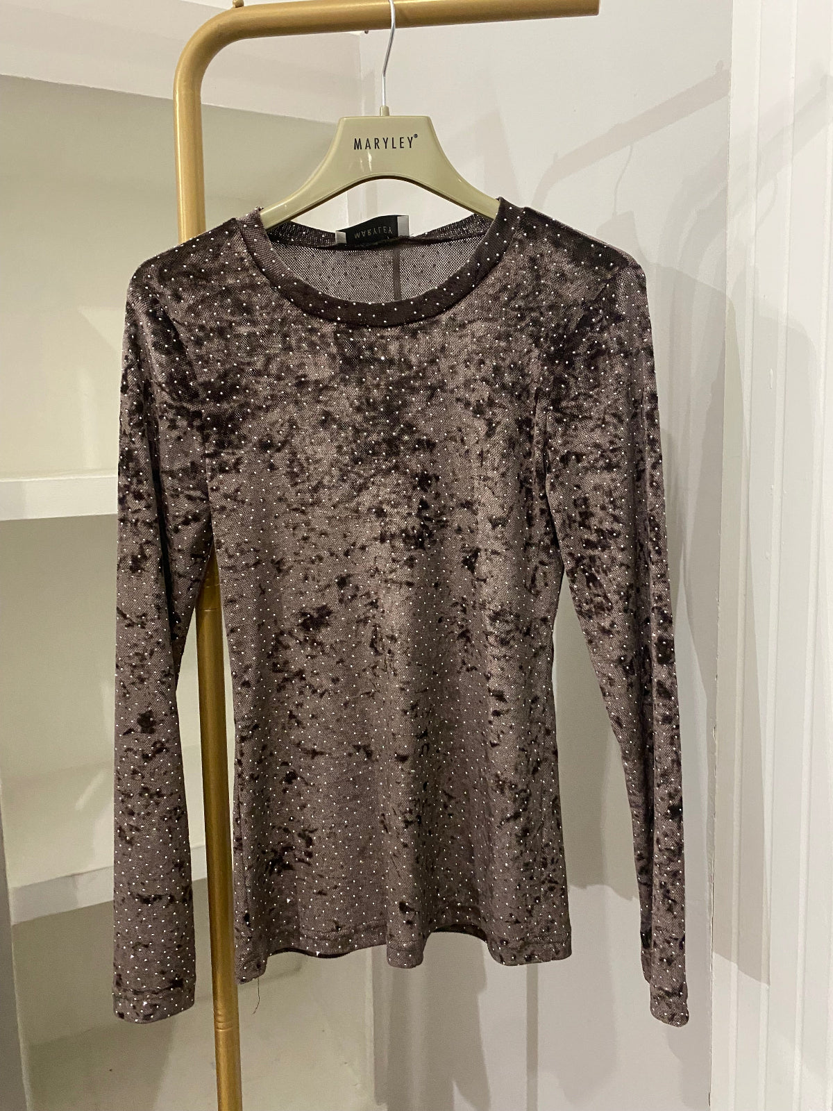 Maryley maglia in velluto e strass