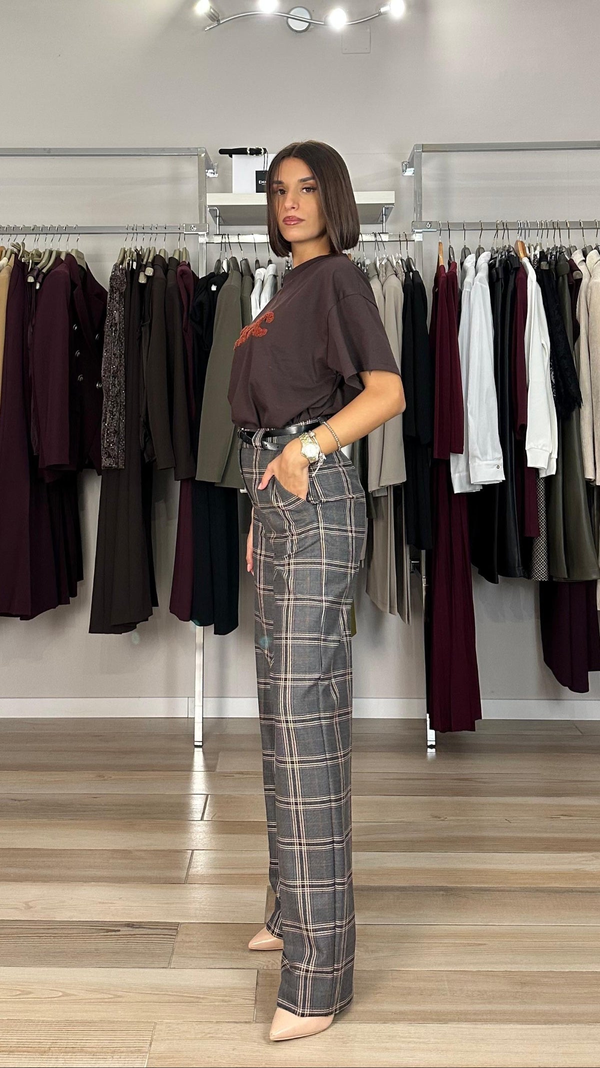 Maryley pantalone a quadri dettaglio