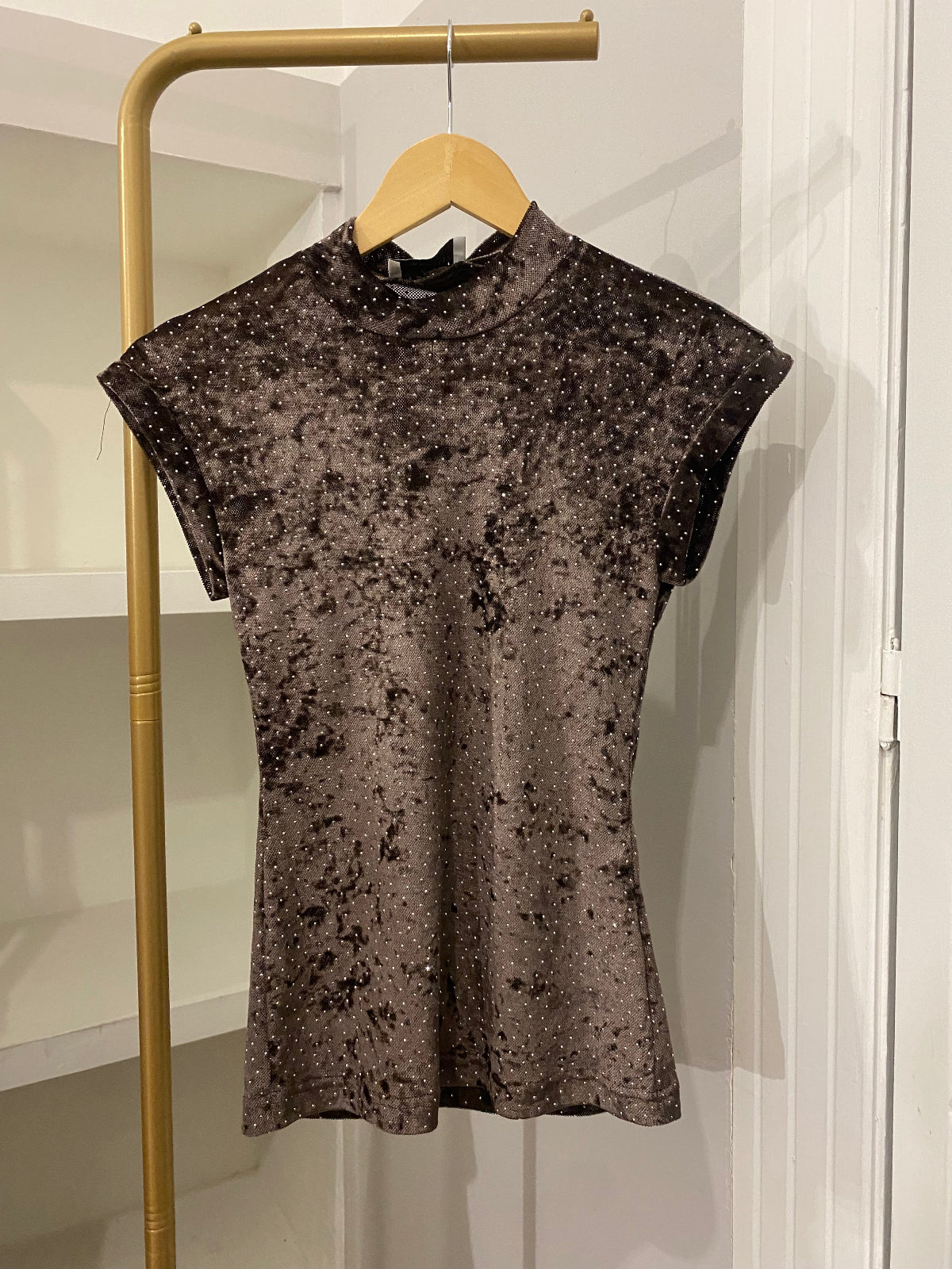 Maryley top in velluto e strass