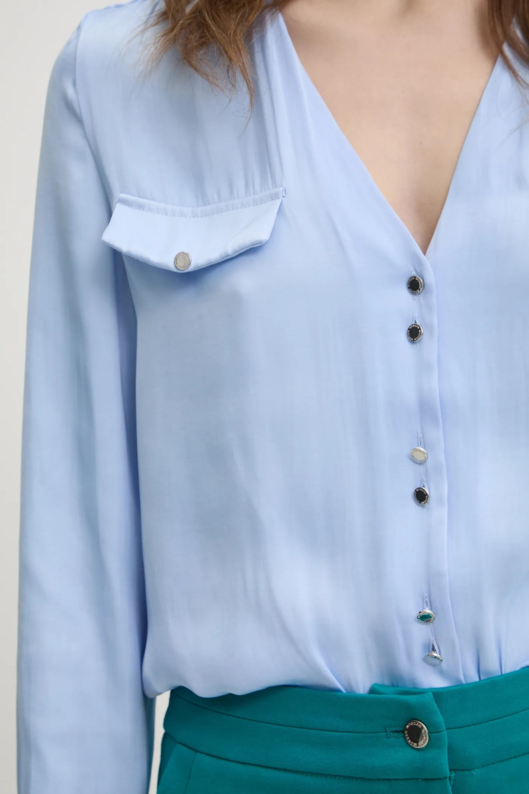 Morgan de toi camicia celeste dettaglio
