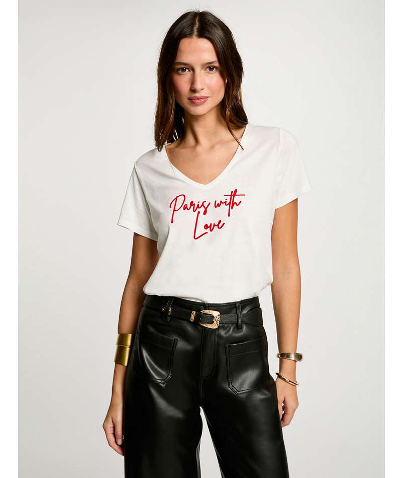 Morgan  t-shirt a V bianca frontale