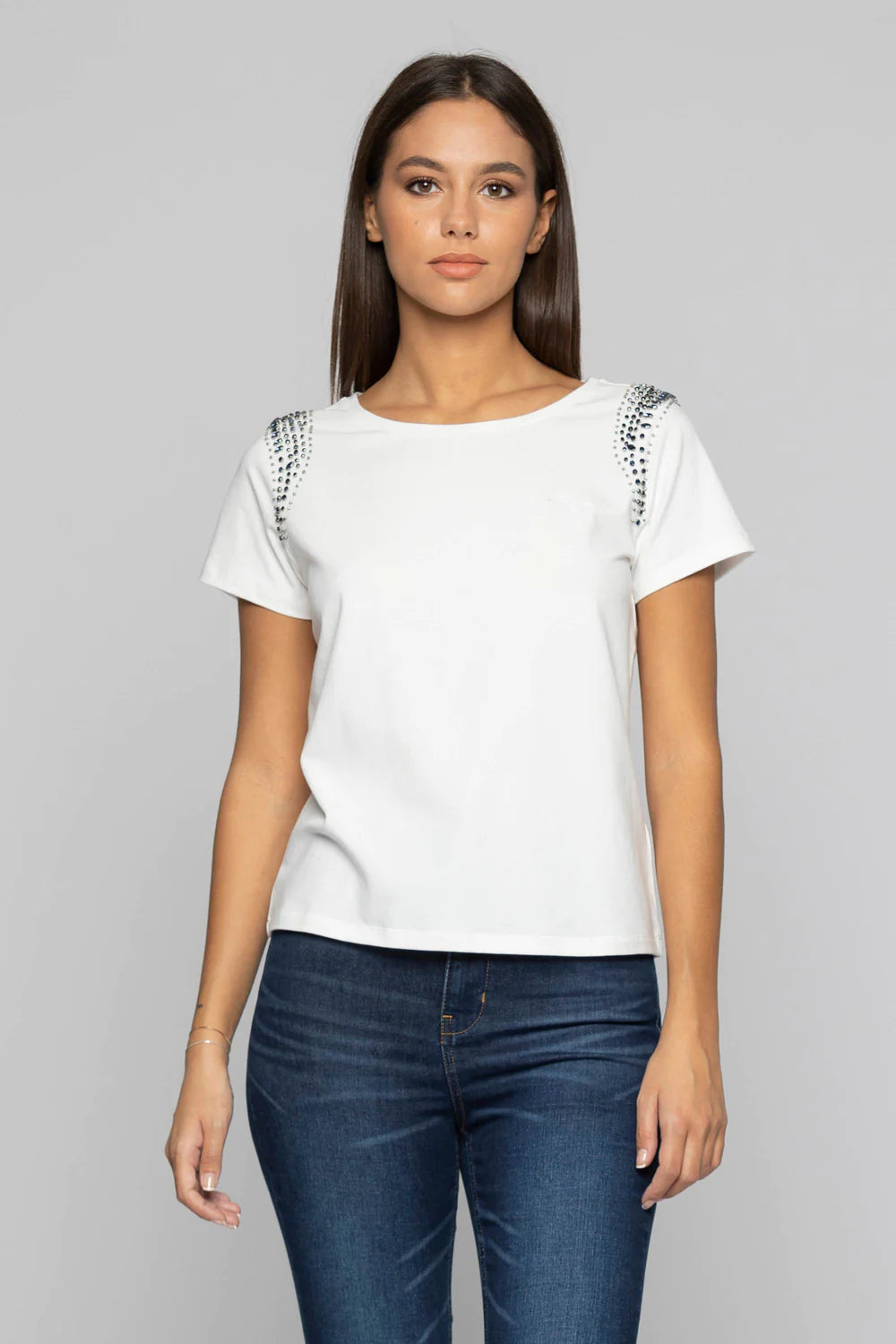 Kocca t-shirt bianca con pietre 