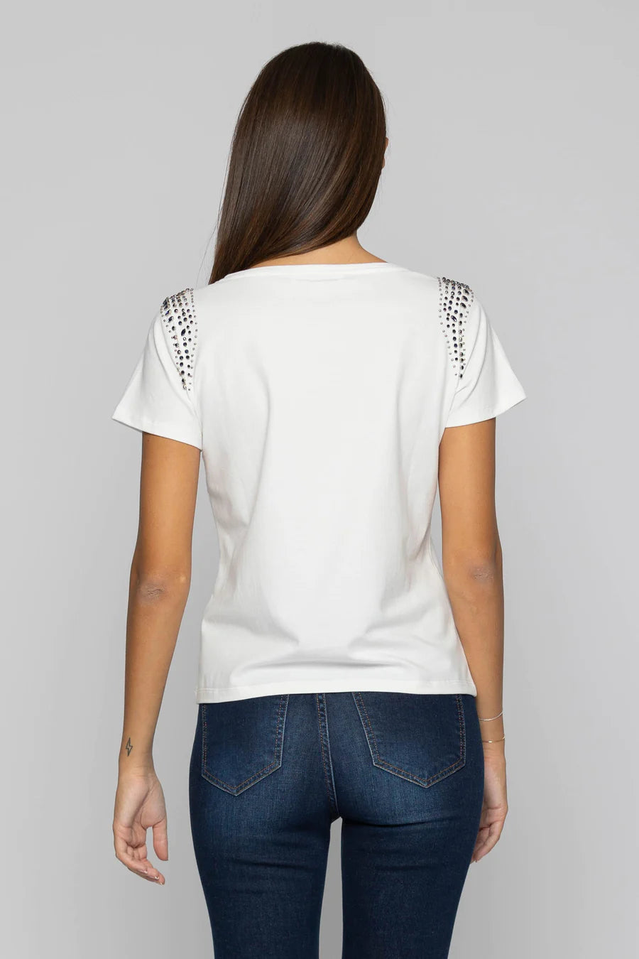 Kocca t-shirt bianca con pietre retro