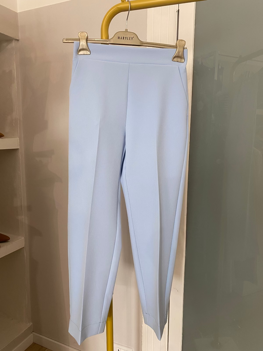 Pantalone dritto Maryley celeste