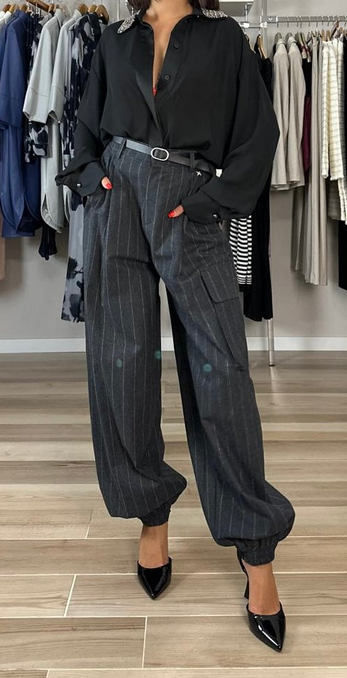 Pantalone gessato Souvenir dettaglio