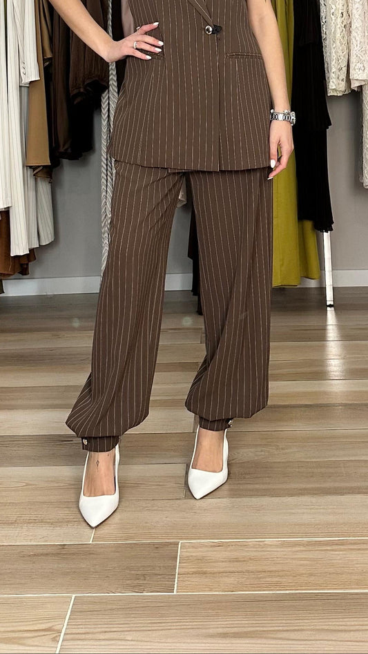 Pantalone gessato marrone Maryley