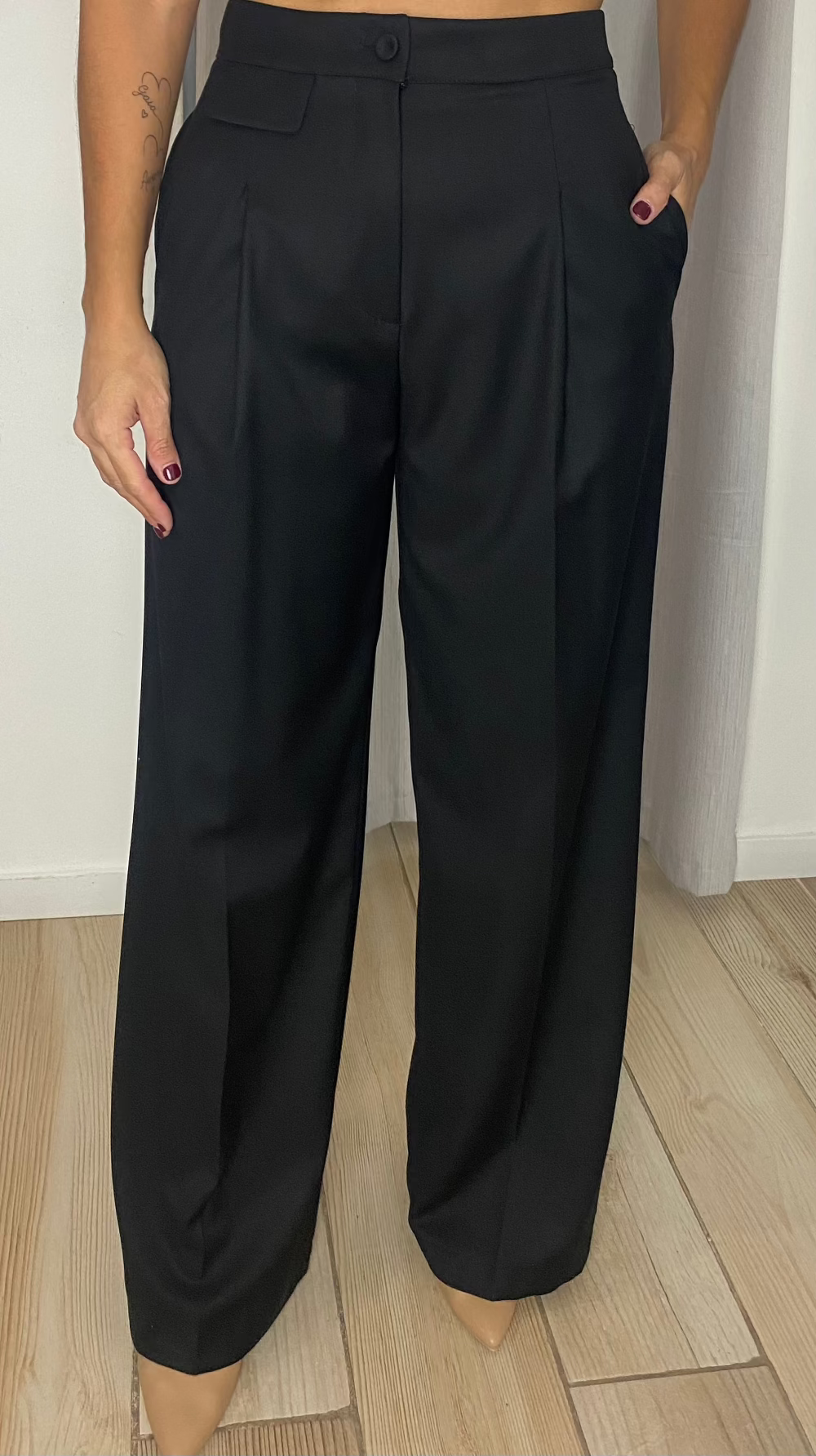 Pantalone largo Susy mix nero