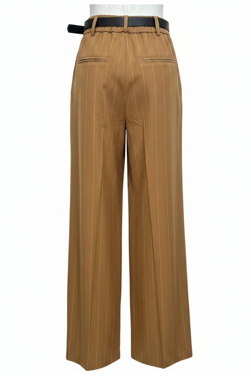 Pantaloni Haveone gessati-biscotto-dietro