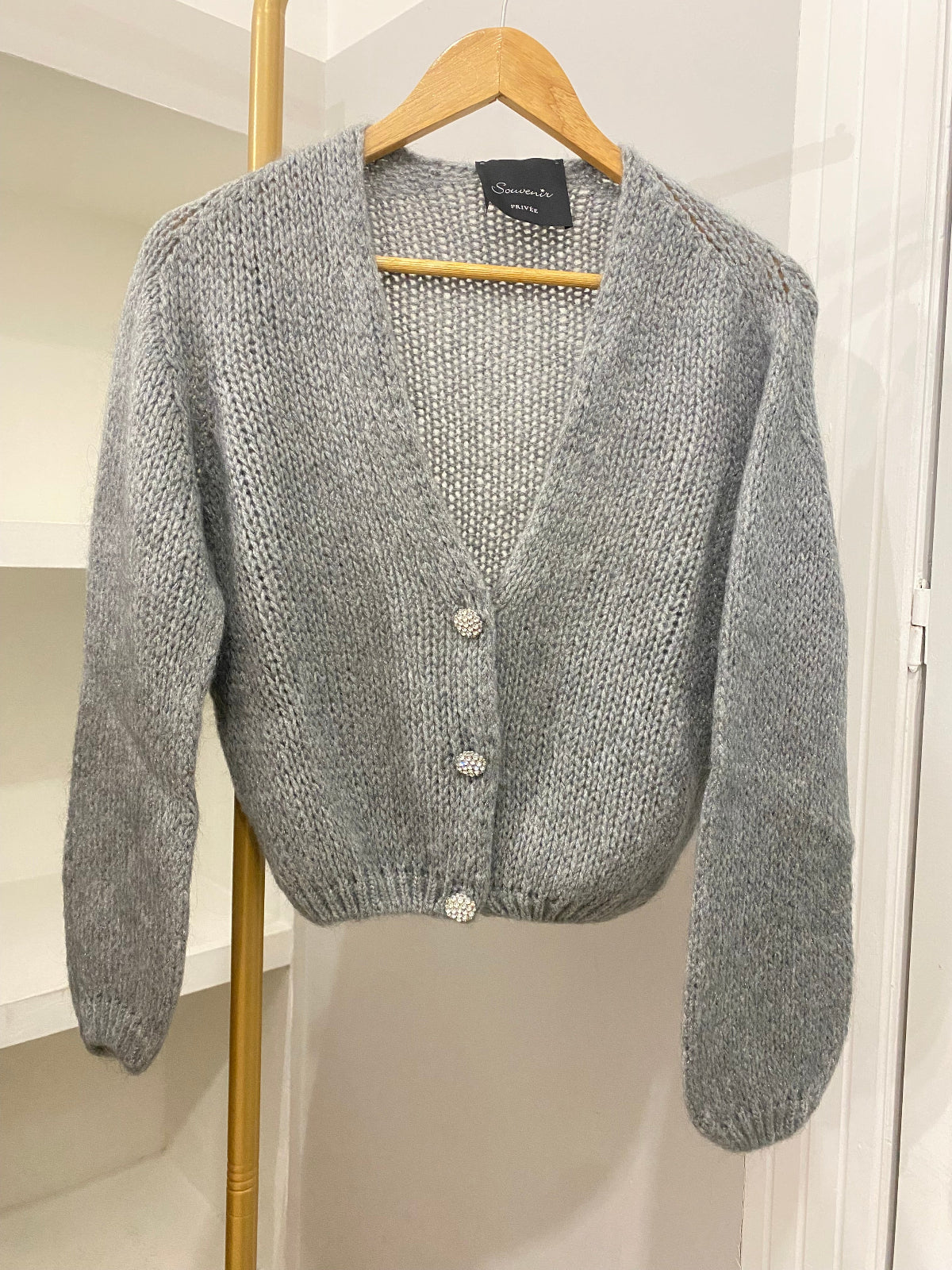 Souvenir cardigan in lurex grigio
