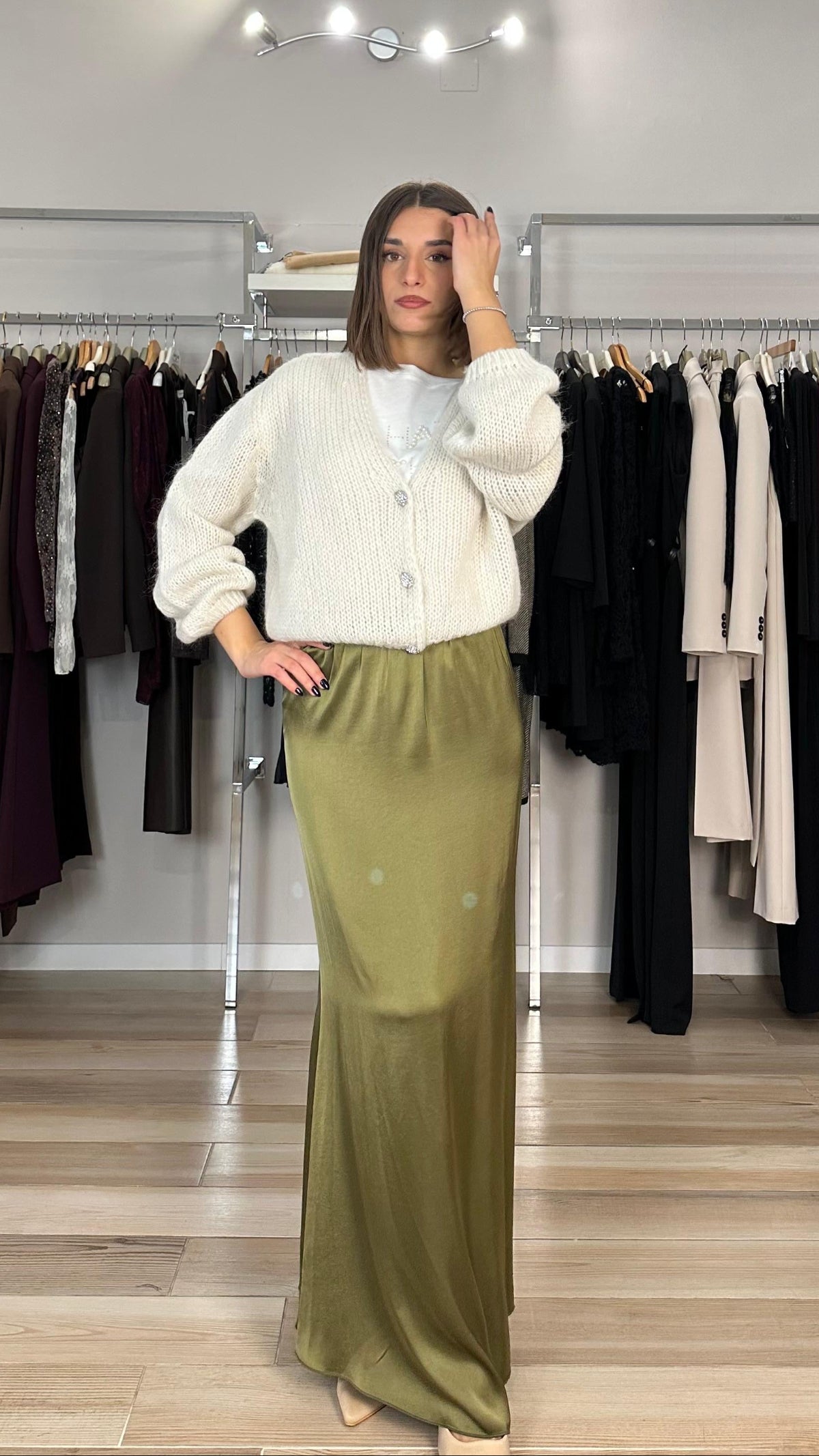 Souvenir cardigan in lurex panna