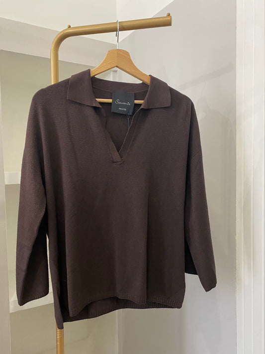 Souvenir maglioncino a V marrone