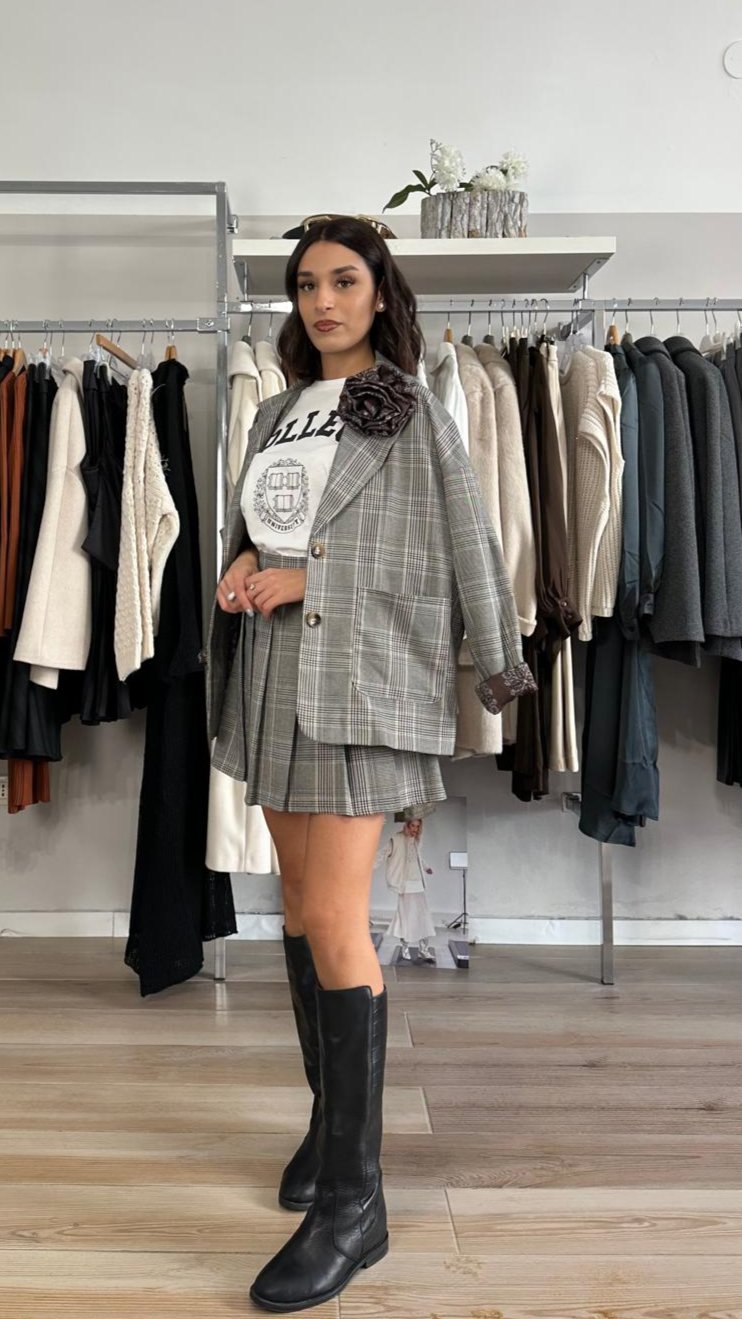 Susy mix blazer over check frontale