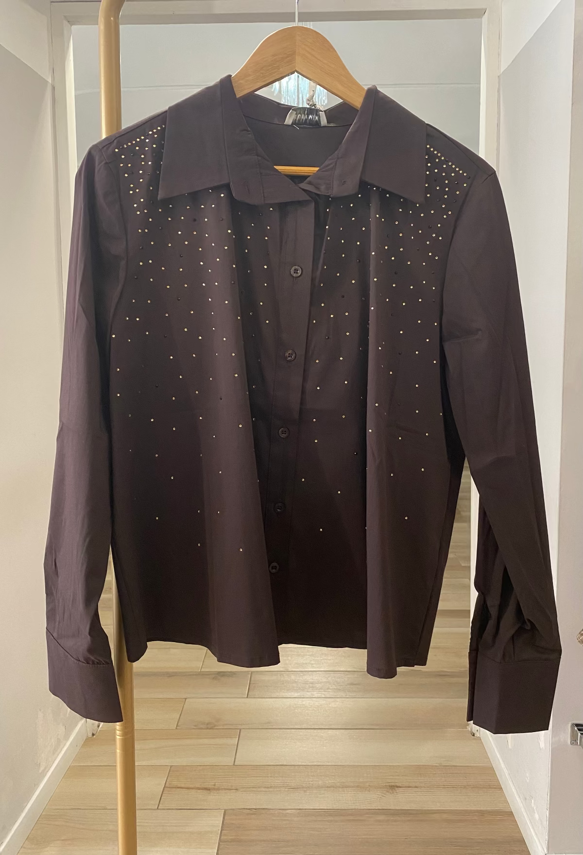 Susy mix camicia con strass marrone