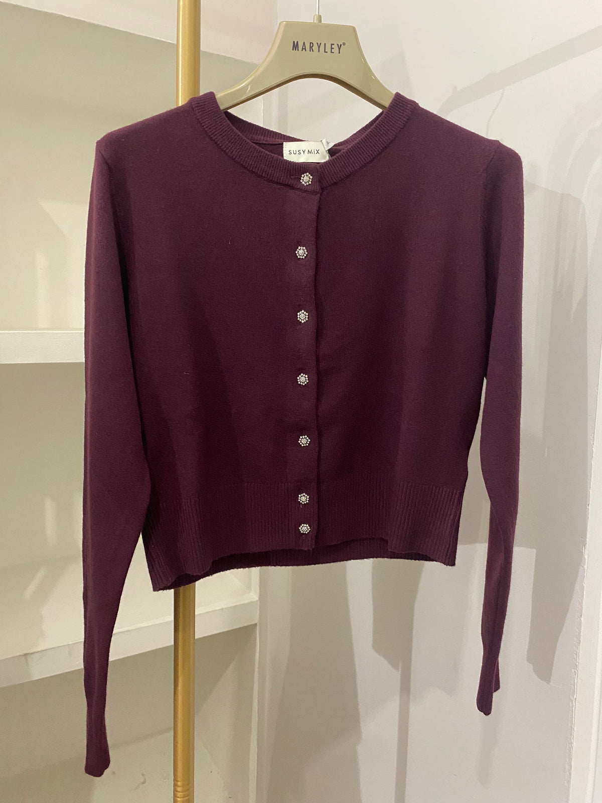 Susy mix cardigan in viscosa bordeaux