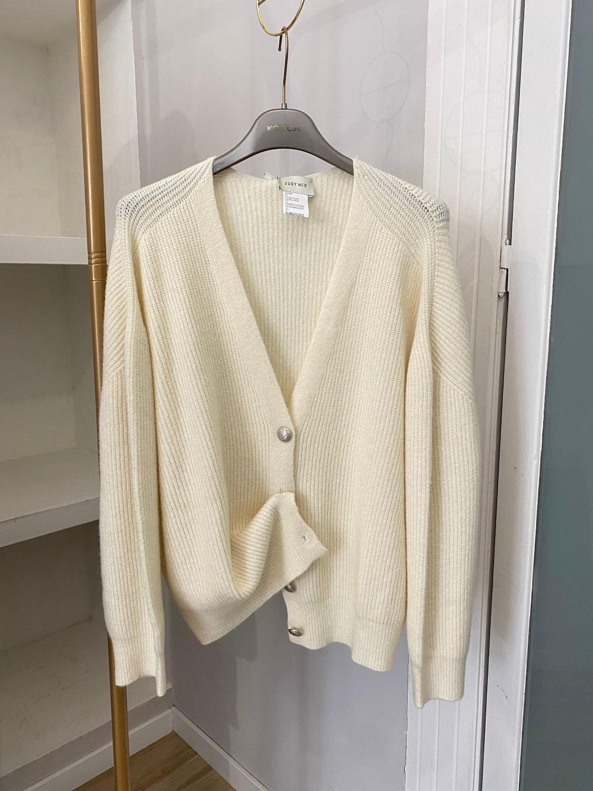 Susy mix cardigan in viscosa panna