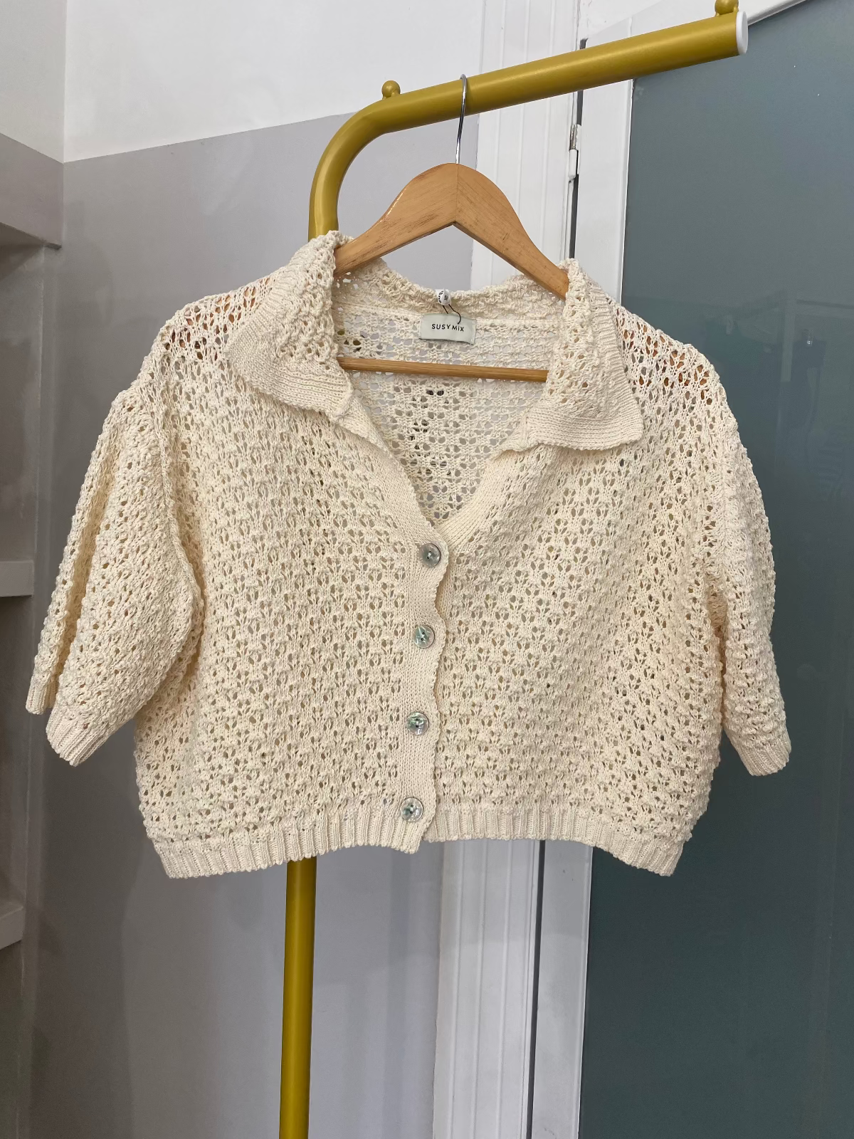 Susy mix giacca in crochet crema