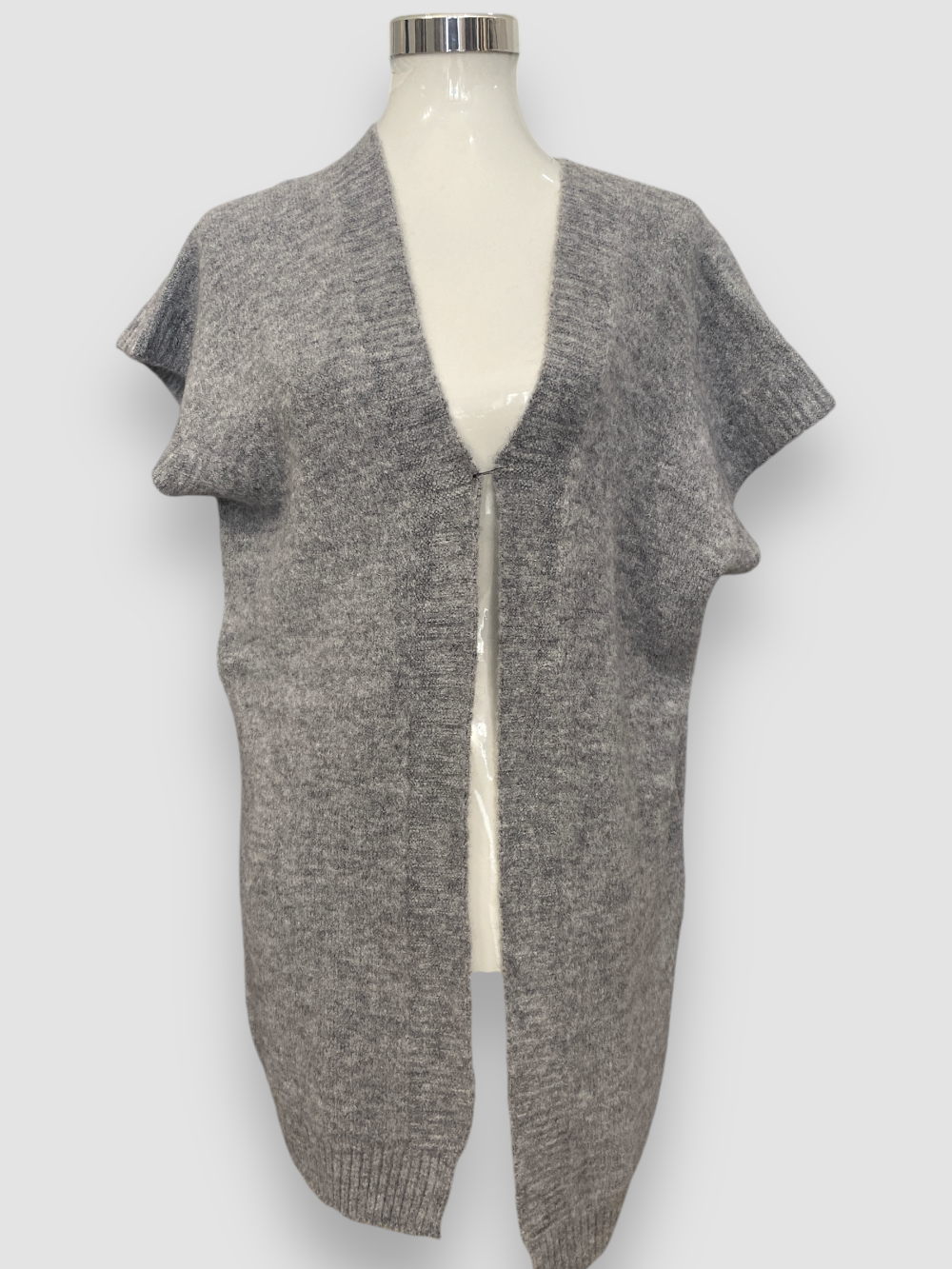 Susy mix gilet in maglia lungo grigio