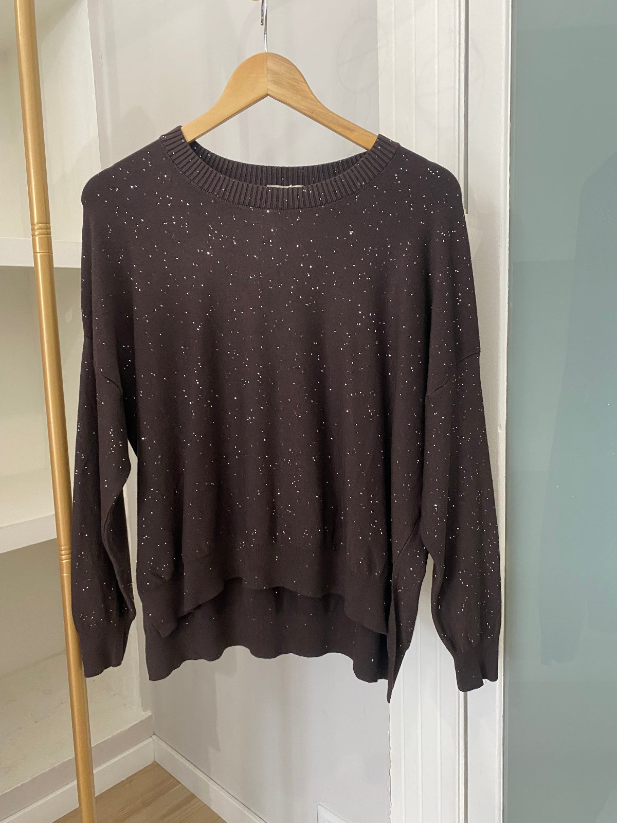 Susy mix maglioncino in lurex marrone