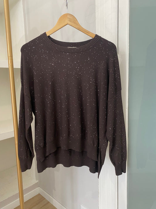 Susy mix maglioncino in lurex marrone