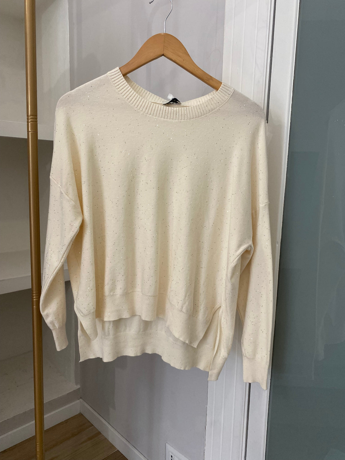 Susy mix maglioncino in lurex panna