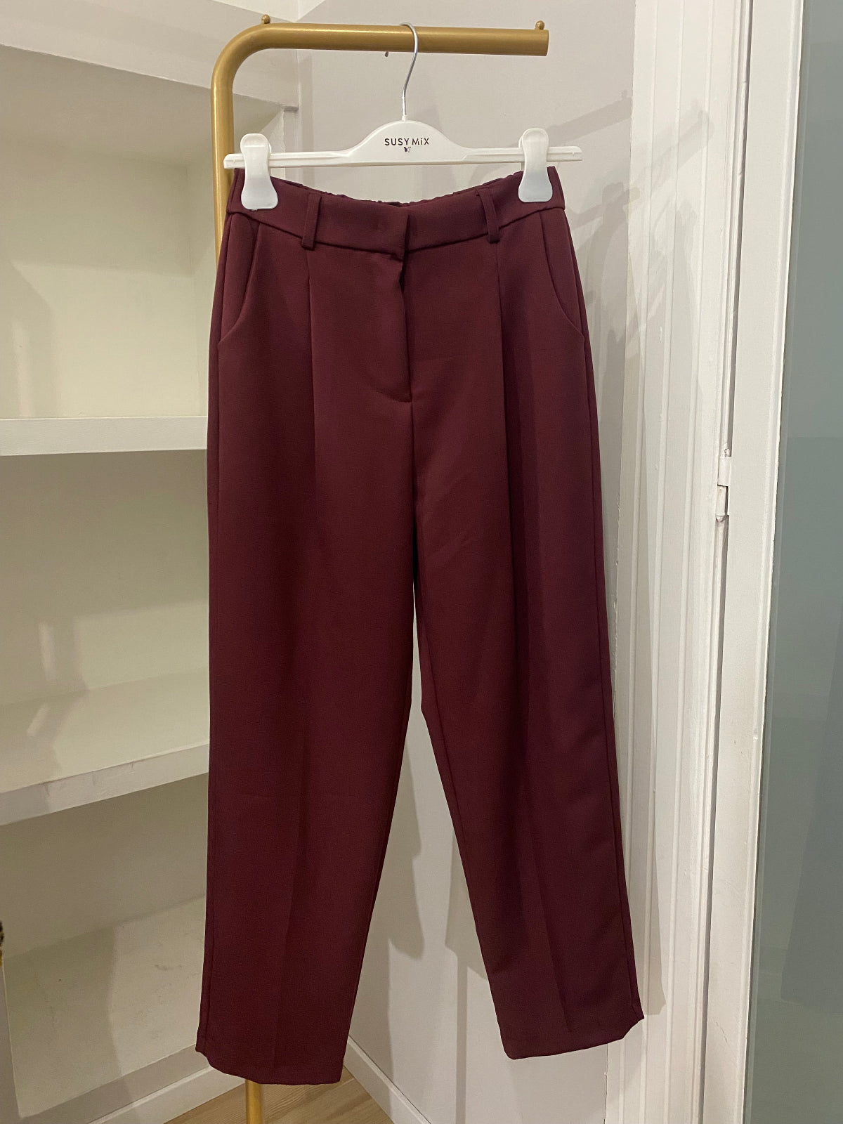 Susy mix pantalone dritto bordeaux