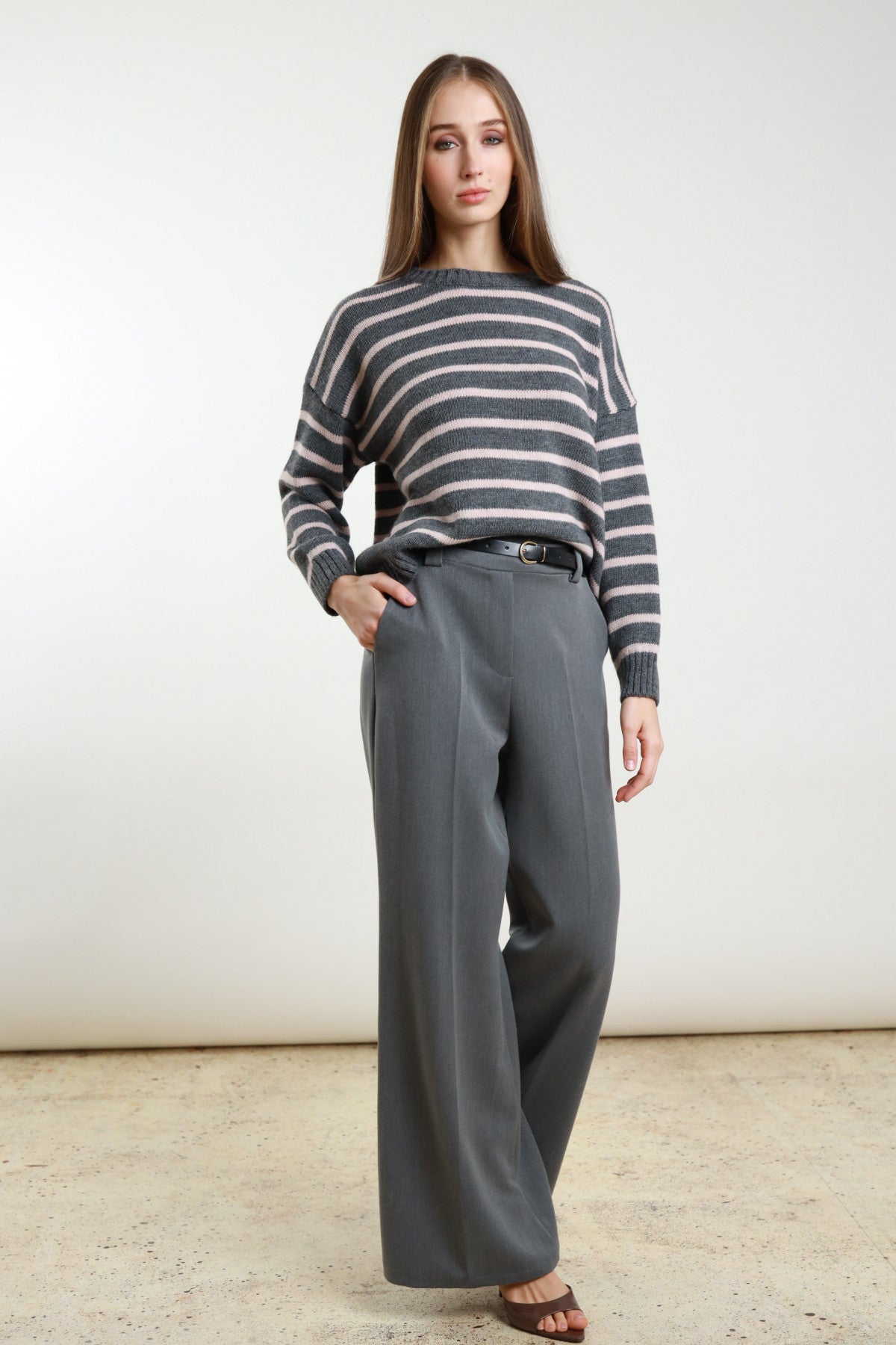 Susymixpantalonewideleggrigio