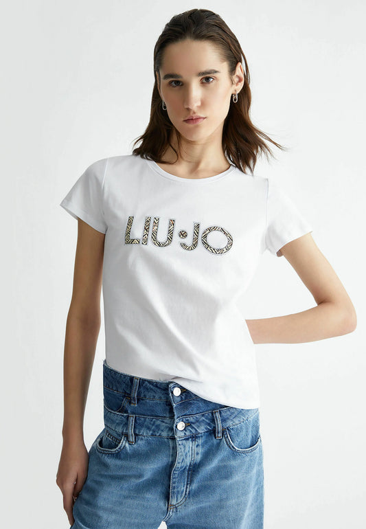 T-shirt  bianca Liu Jo logo frontale