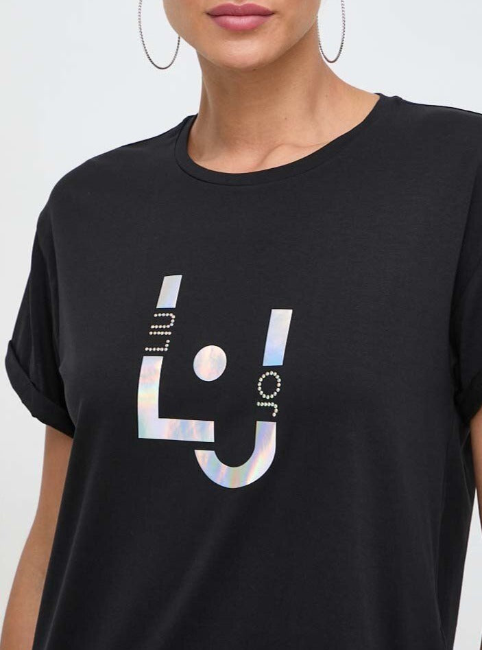 T-shirt nera Liu Jo logo dettaglio