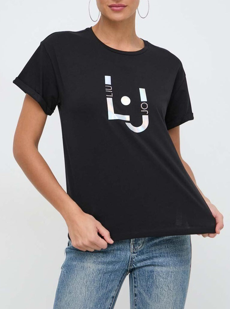T-shirt nera Liu Jo logo frontale