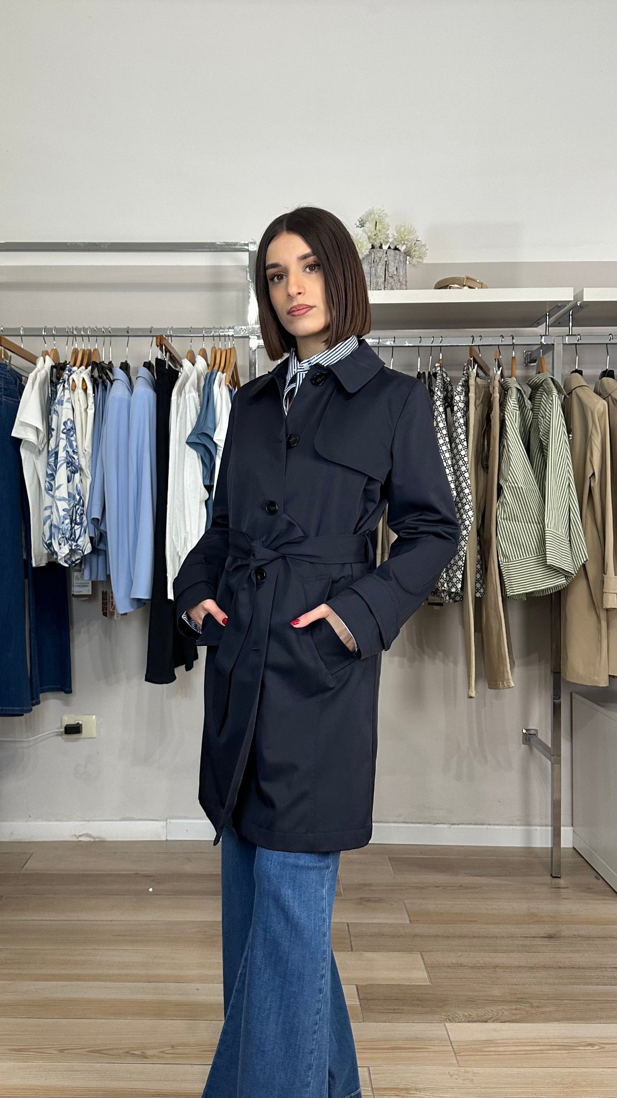 Trench Emme Marella blu dettaglio