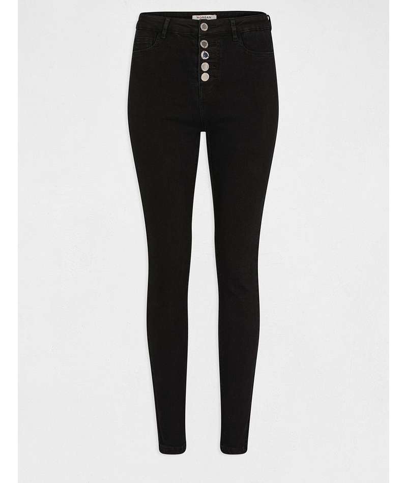 Morgan de toi jeans nero a vita alta - Premium PANTALONE STRETTO from MORGAN DE TOI - Just €45! Shop now at Amaltea