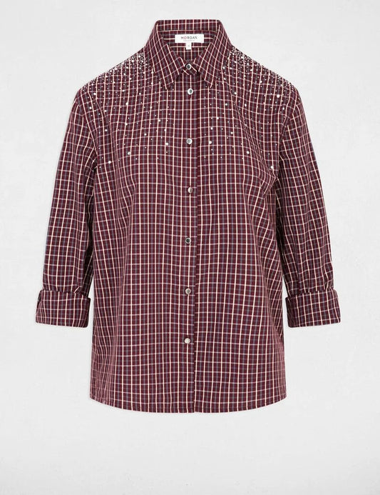 Morgan camicia a quadri e strass - CECOSA
