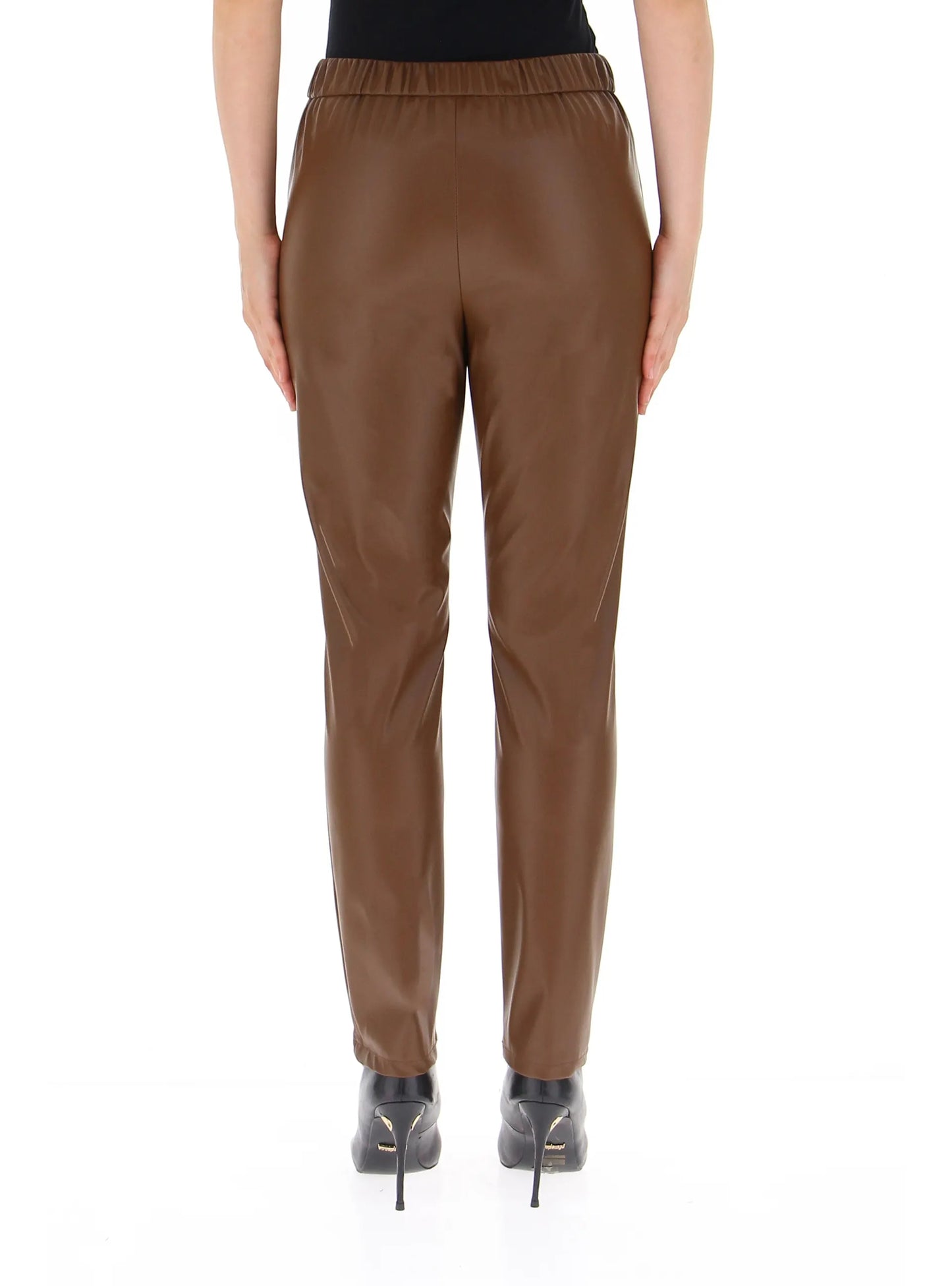 Pantalone in ecopelle marrone retro